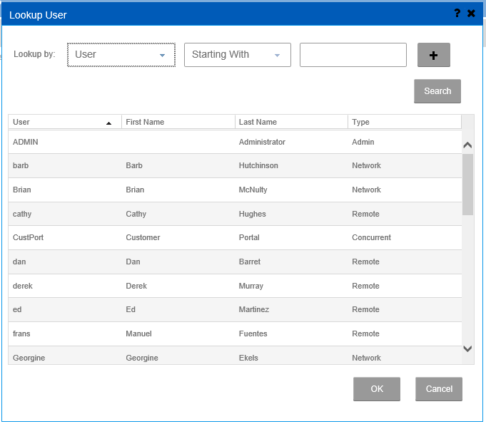 Users option run. Infor CRM. Первая форма CRM.